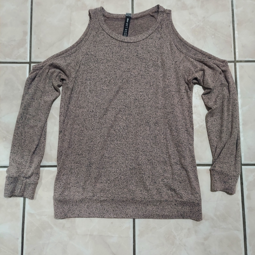 Design Lab Lord & Taylor Dusty Pink Cold Shoulder Top